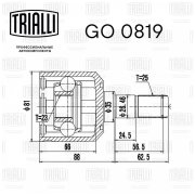 GO0819 TRIALLI ШРУС внутренний задний для автомобилей Hyundai Tucson (04-)/Santa Fe (06-)/Kia Sorento (09-)