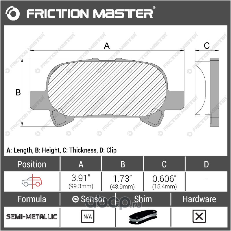 MKD828 FRICTION MASTER Колодки тормозные