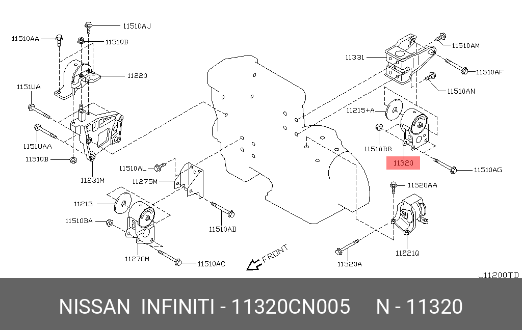 11320CN005 NISSAN ПОДУШКА ДВИГАТЕЛЯ