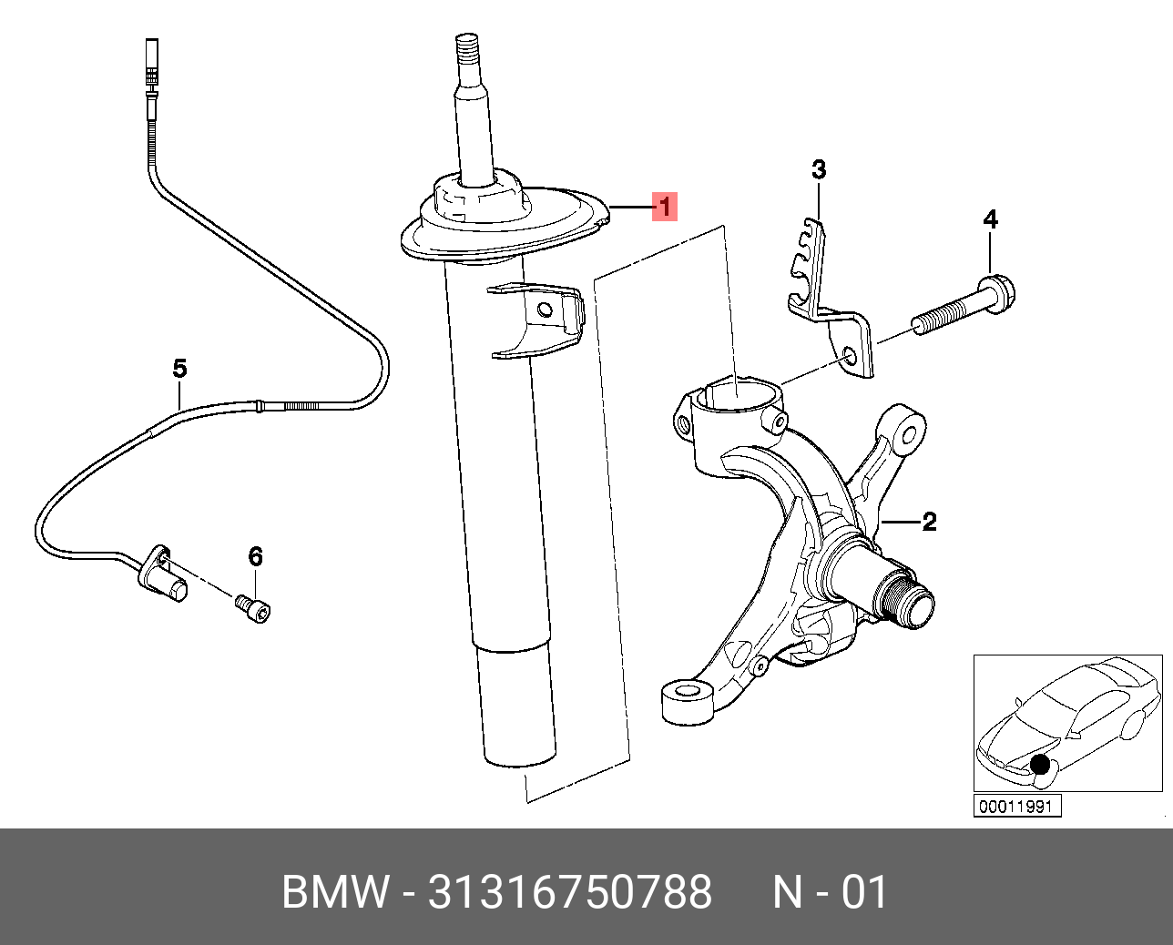 31316750788 BMW Амортизационная стойка П Пд