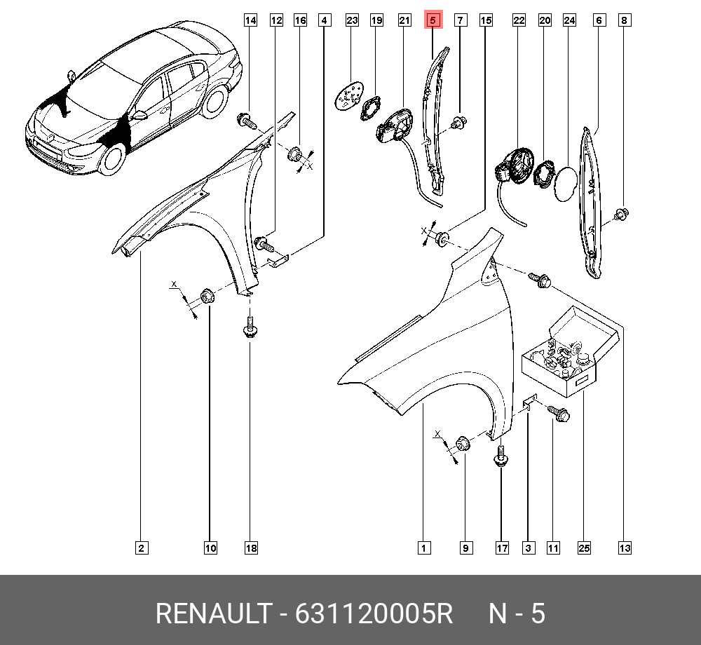 631007297R Крыло переднее правое Renault Duster 2012 купить бу в Самаре Z2952316