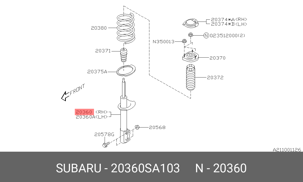 20360SA103 SUBARU АМОРТИЗАТОР ПОДВЕСКИ