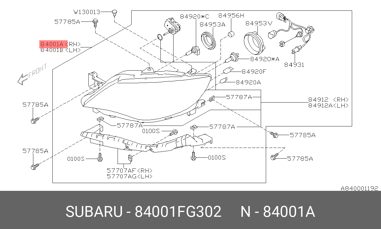 84001FG302 SUBARU ФАРА