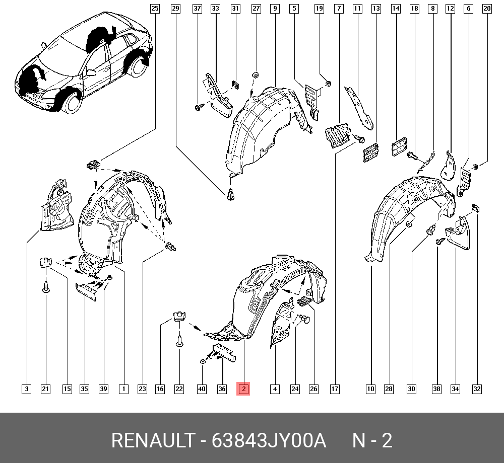 63843JY00A RENAULT Подкрылок пер лев