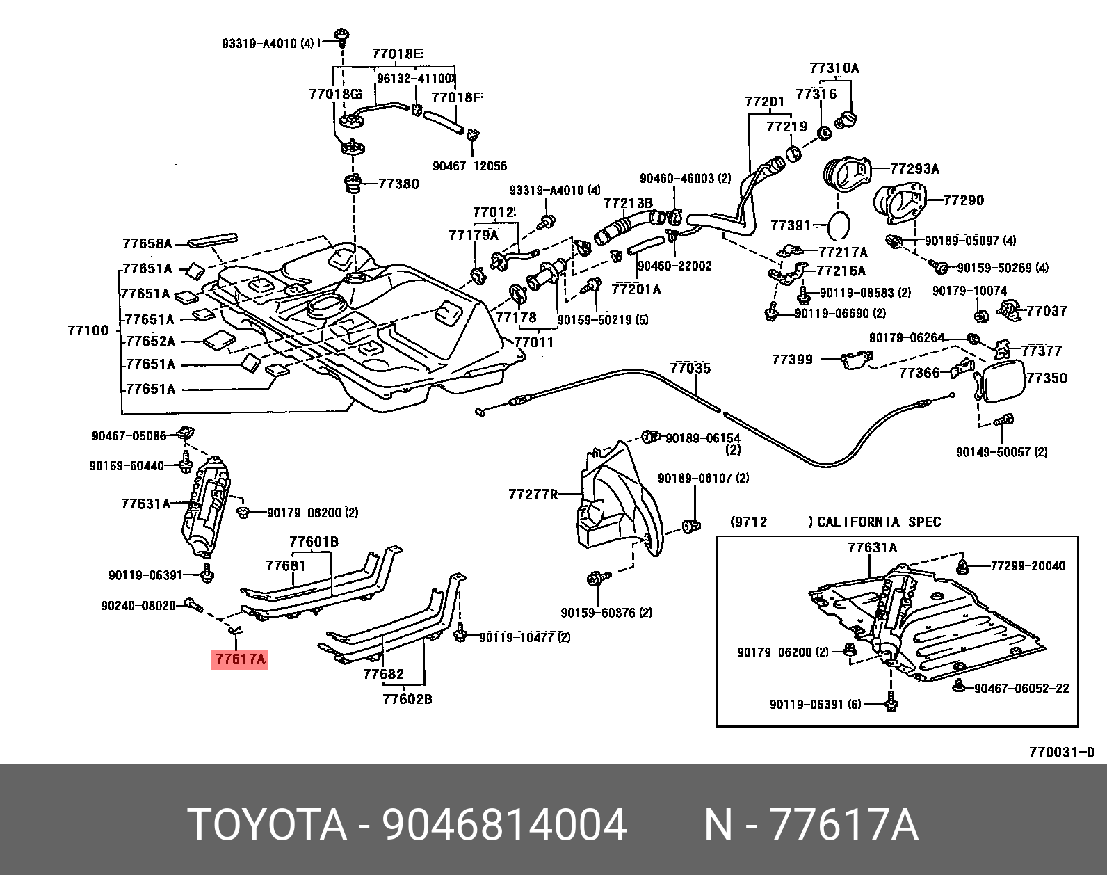 9046814004 TOYOTA КЛИПСА ПЛАСТИКОВАЯ