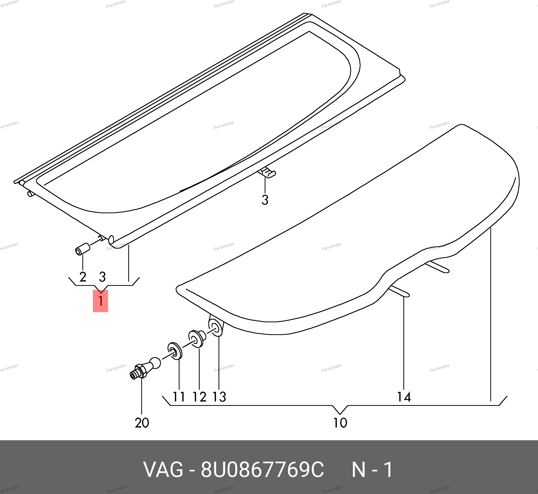 8U0867769C VAG Полка съемная багажника