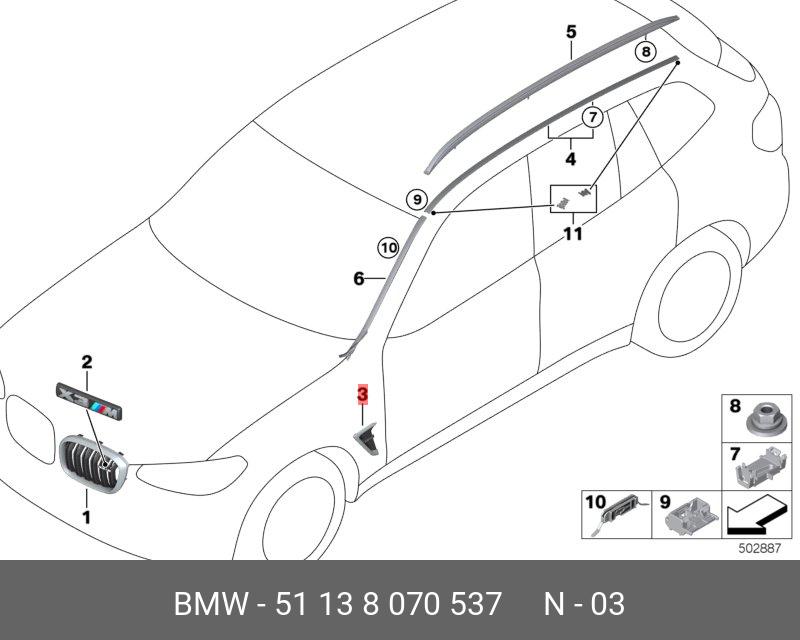 51138070537 BMW Накладка воздуховода Л, X3 M