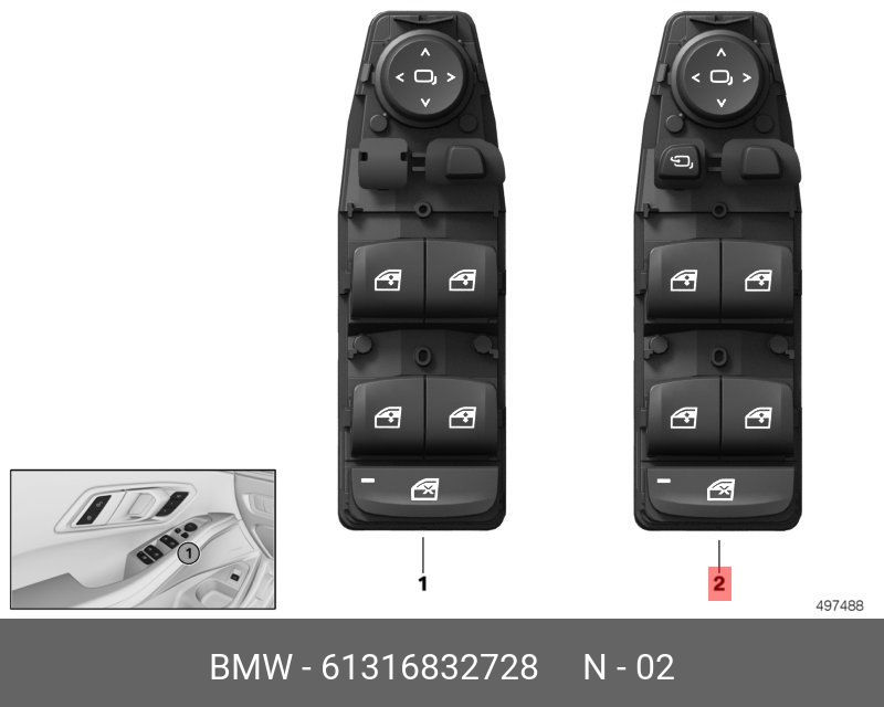 61316832728 BMW BEDIENEINHEIT SCHALTZENTRUM TÜR