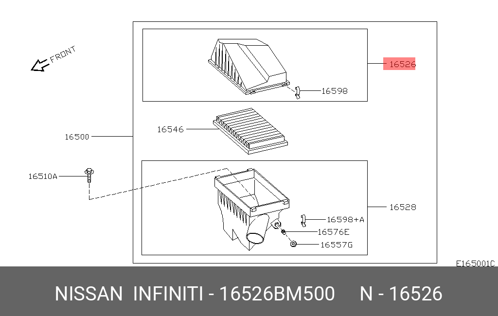 16526BM500 NISSAN КРЫШКА ВОЗДУШНОГО ФИЛЬТРА