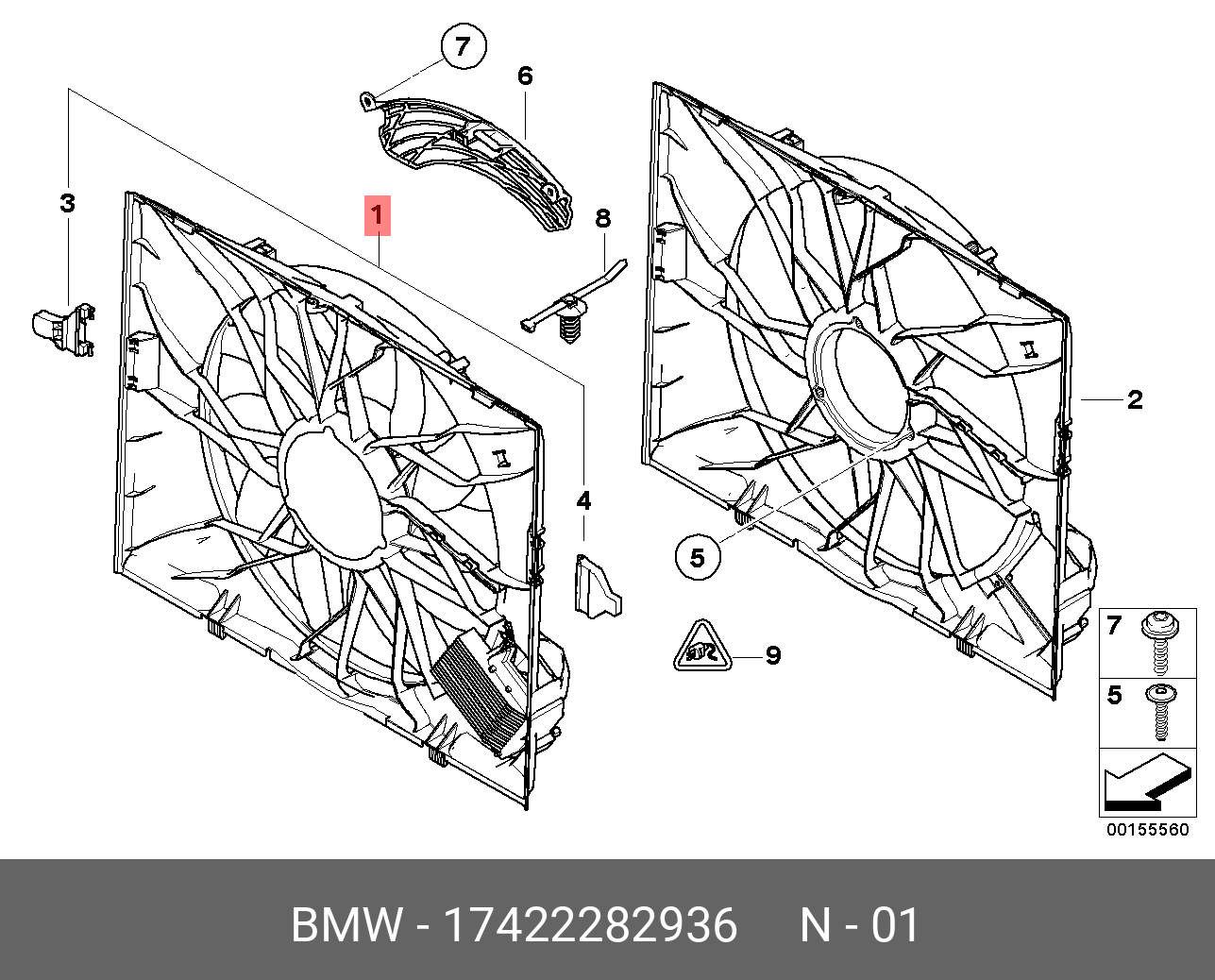 17422282936 BMW Кожух вентилятора с вентилятором