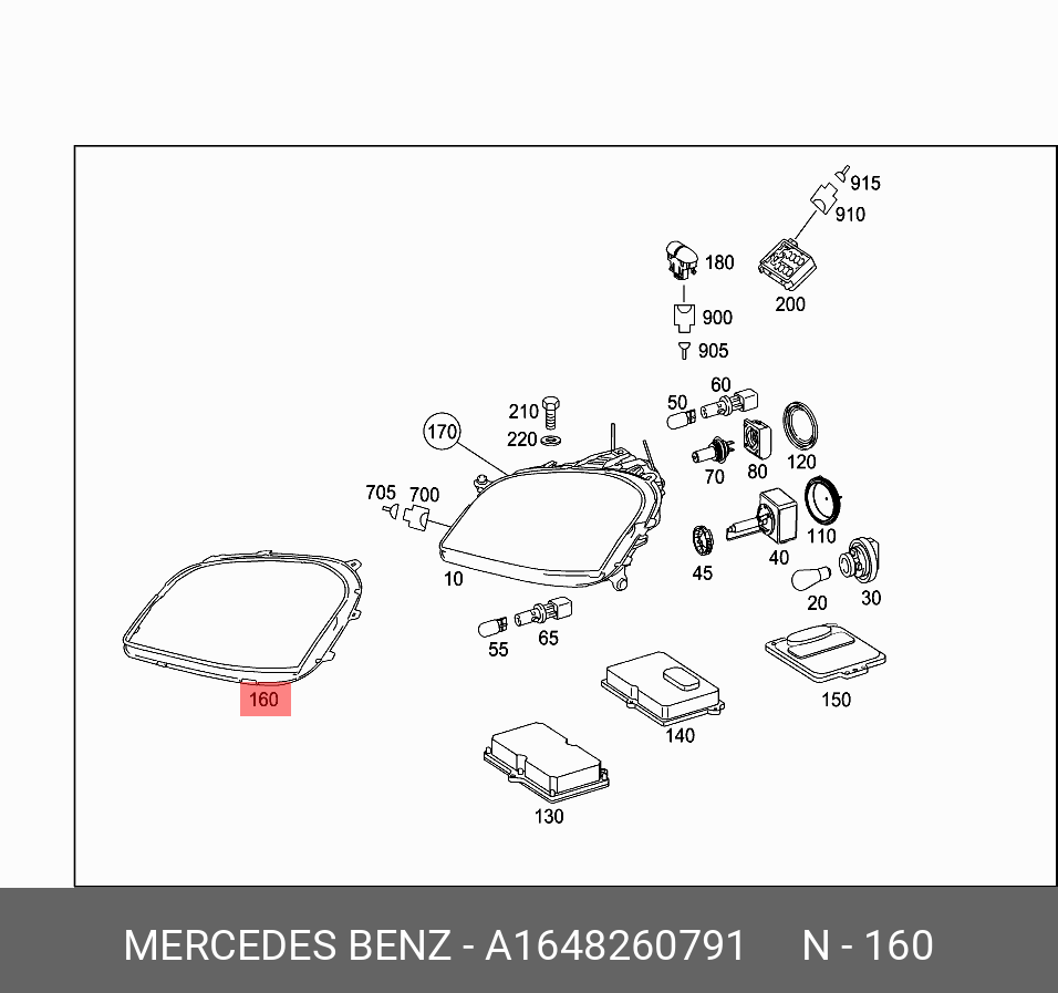 A1648260791 MERCEDES-BENZ УПЛОТНИТЕЛЬ ФАРЫ ПЕРЕДНЕЙ