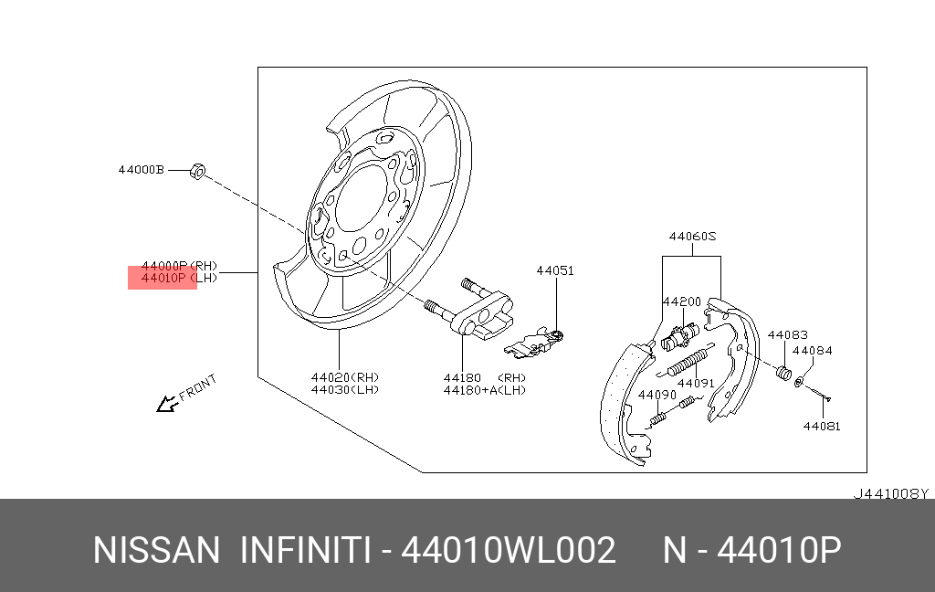 44010WL002 NISSAN BRAKE ASSY-PARKING,REAR LH