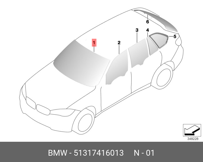 51317416013 BMW Лоб.ст. зелен.датч.инт.дождя/вирт.дисп.