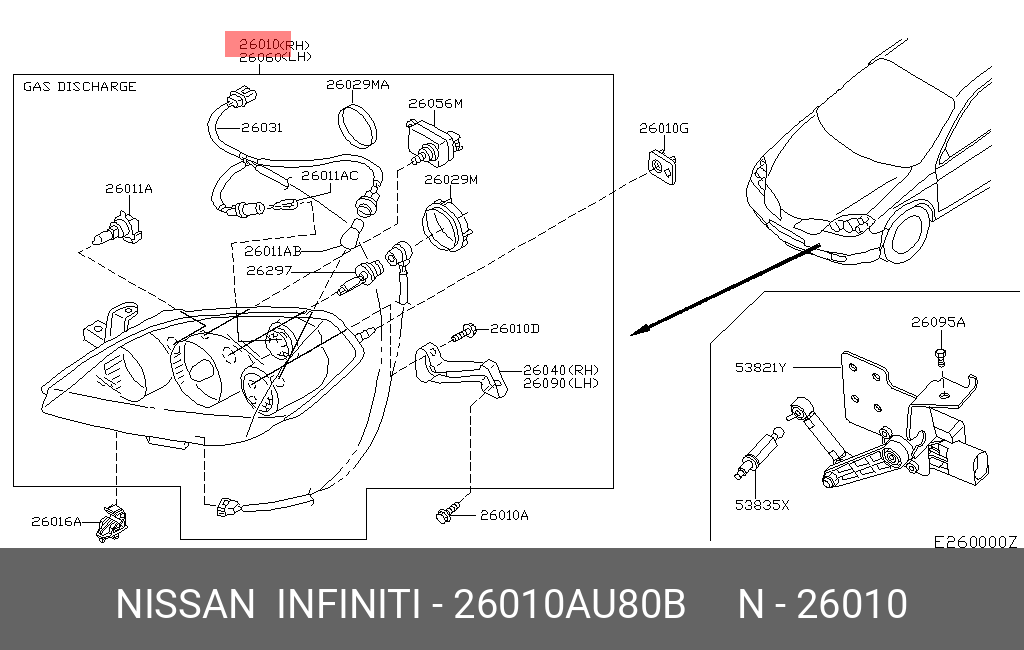 26010AU80B NISSAN ФАРА