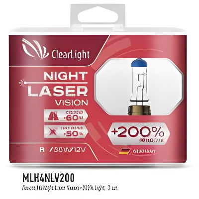 MLH4NLV200 CLEARLIGHT Лампа галогеновая H4 Night Laser Vision +200% Light (2шт)