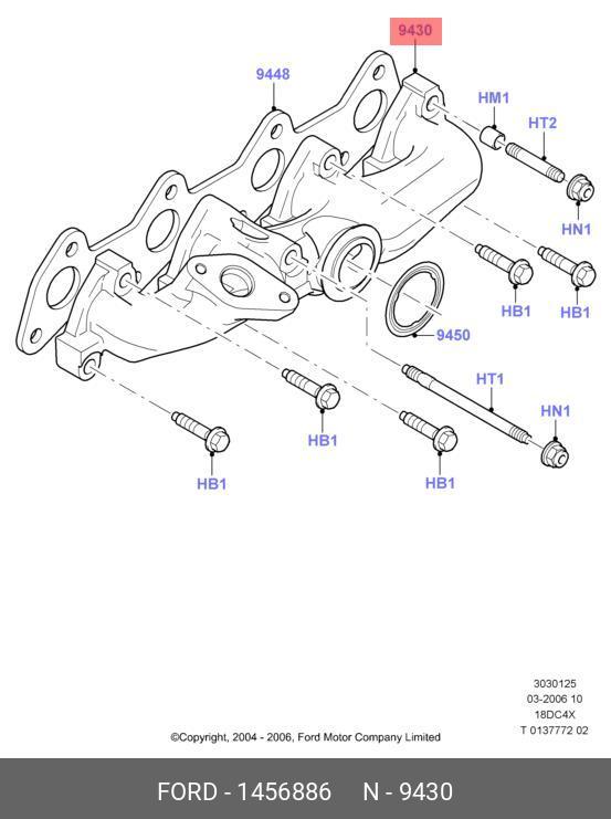 1456886 FORD Коллектор выпускной / FORD 1,8 LYNX Diesel / Duratorq-TDCI 05~