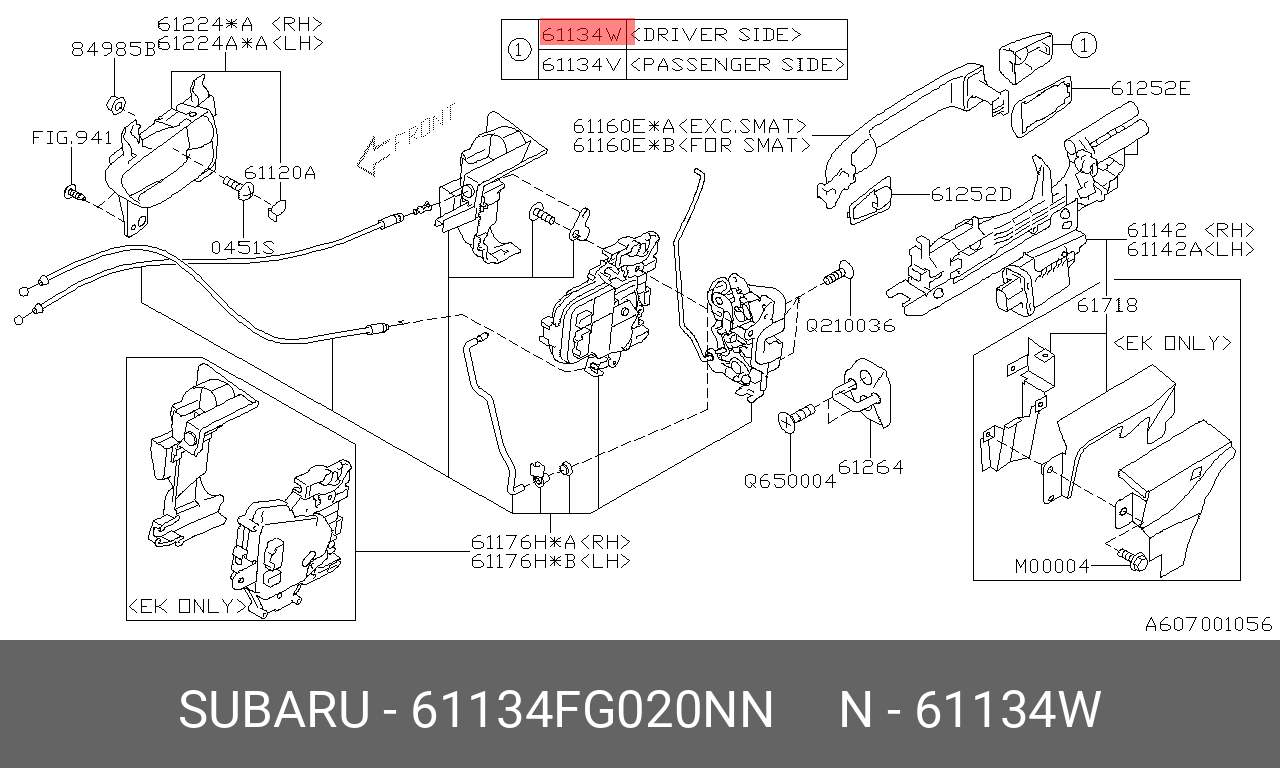 61134FG020NN SUBARU РАМКА РУЧКИ ДВЕРИ