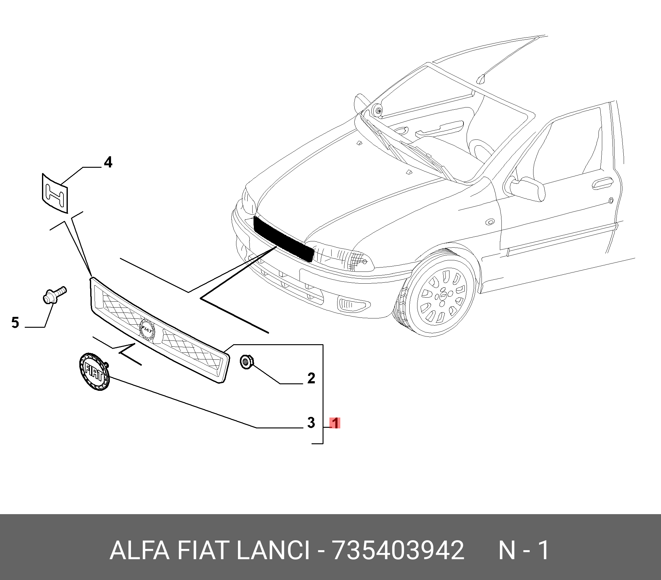 735403942 FIAT/ALFA/LANCIA Решетка радиатора
