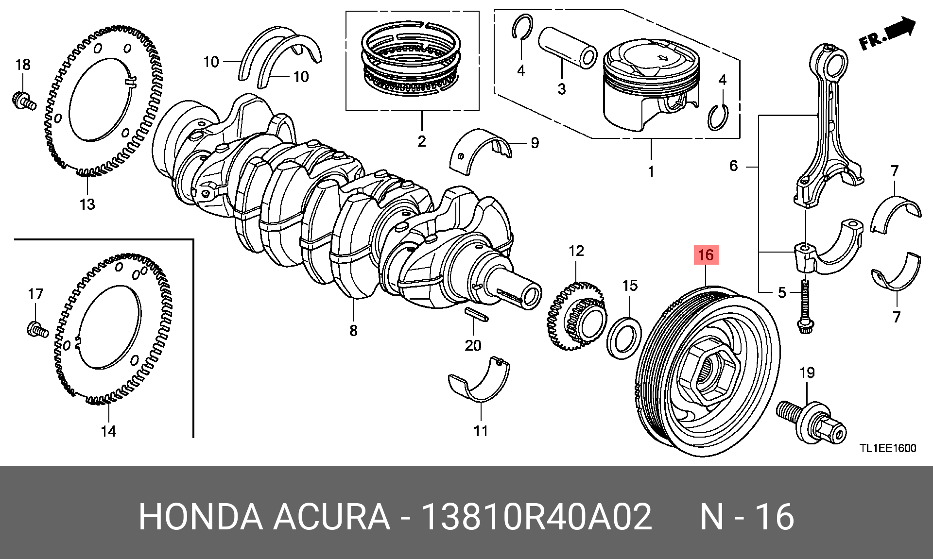 13810R40A02 HONDA Шкив коленвала