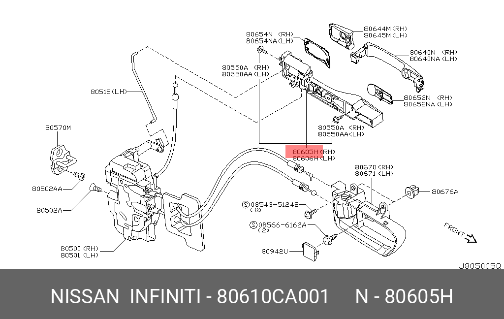 80610CA001 NISSAN BRACKET-OUTSIDE HANDLE,RH
