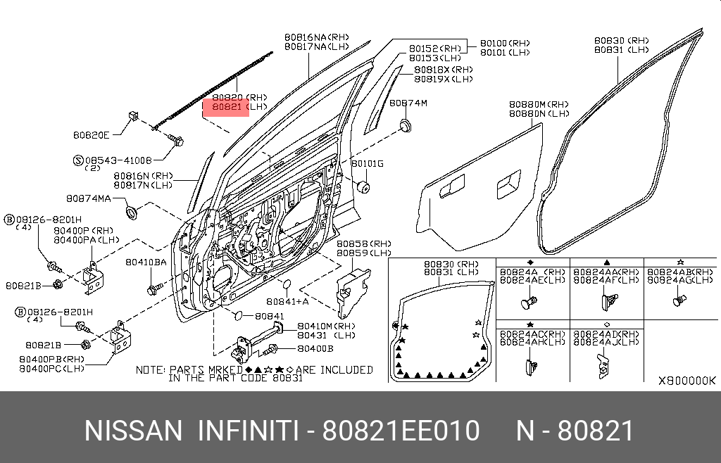 80821EE010 NISSAN МОЛДИНГ КУЗОВНОЙ