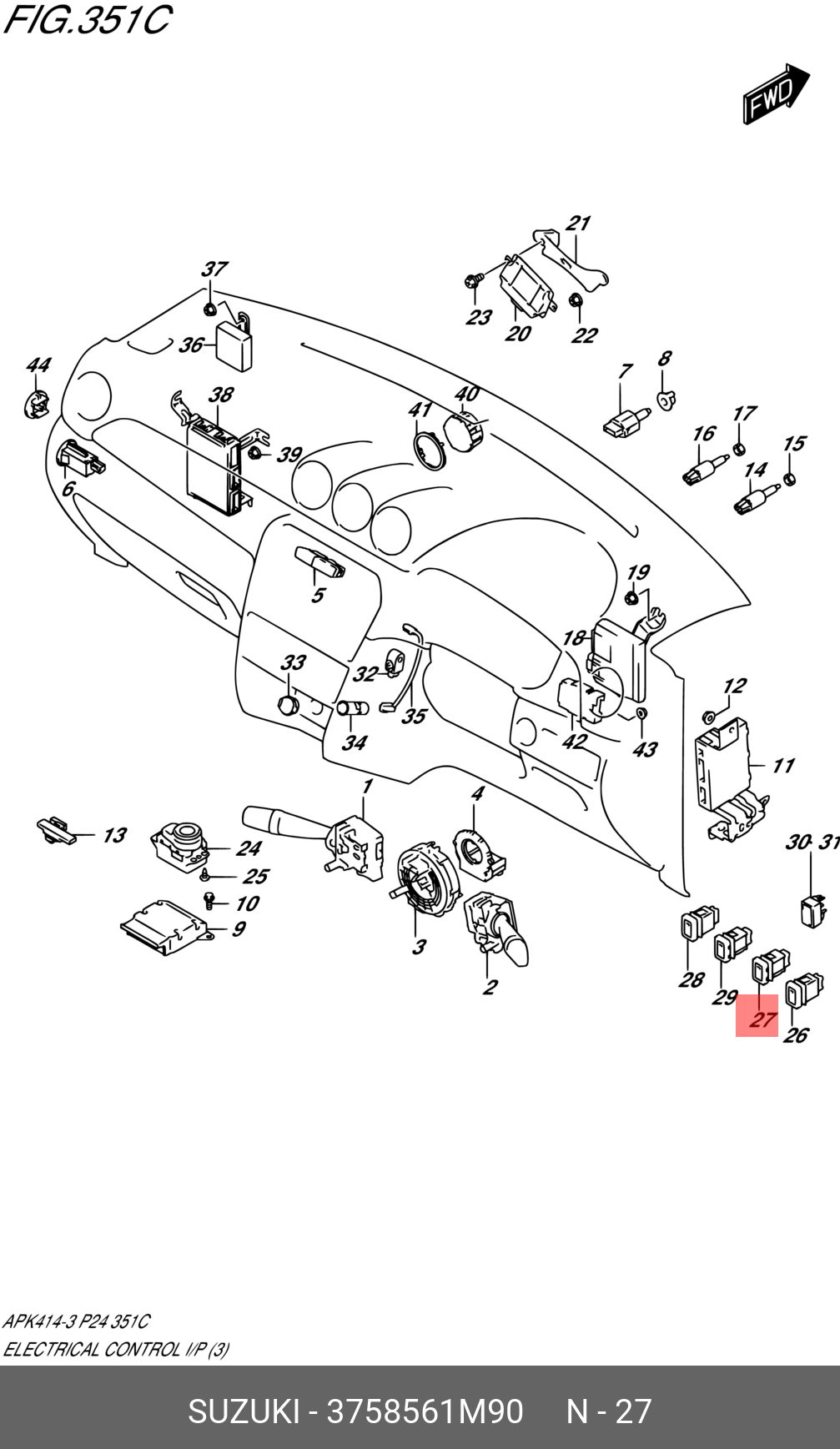 3758561M90 SUZUKI SWITCH ASSY, ESP OFF & CL SNSR