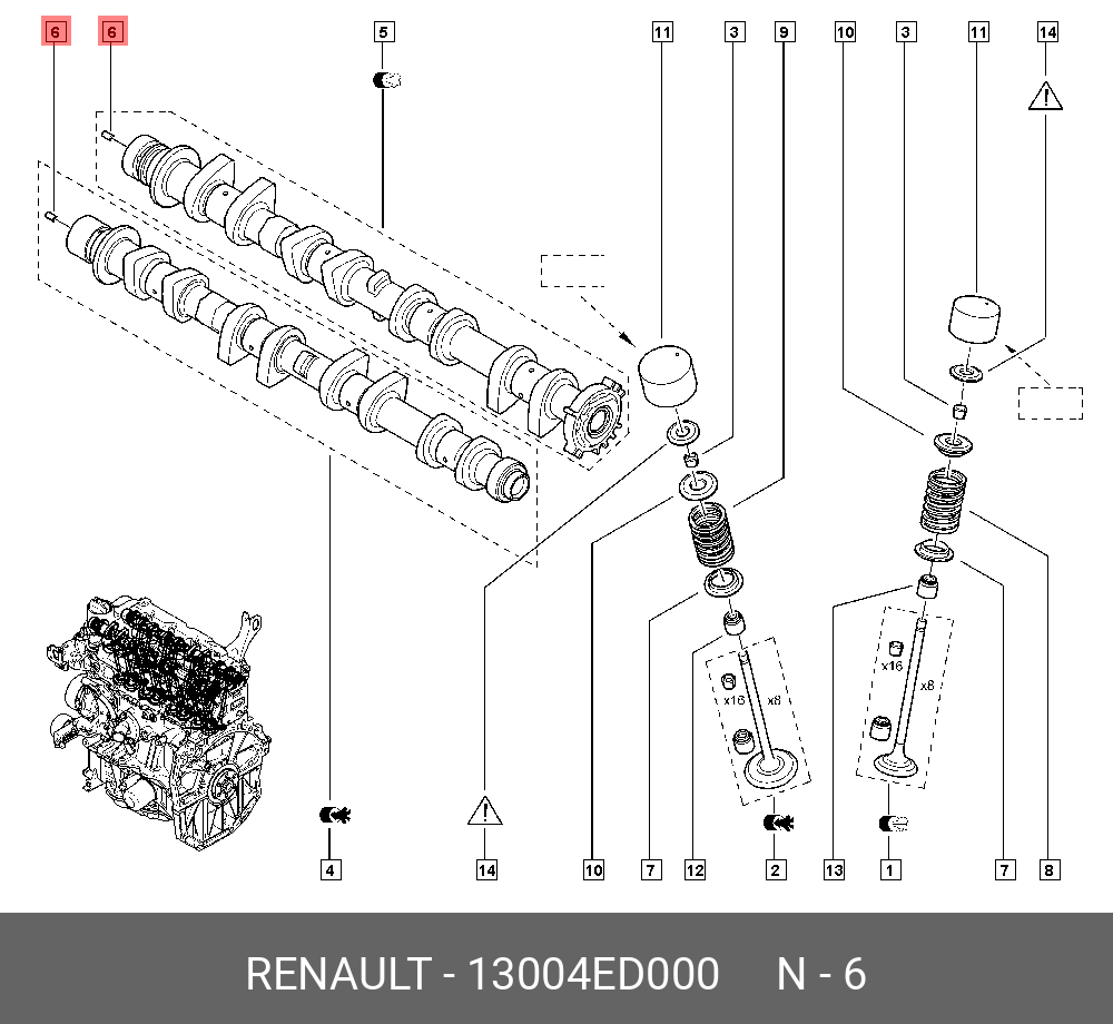 13004ED000 RENAULT Распредвал