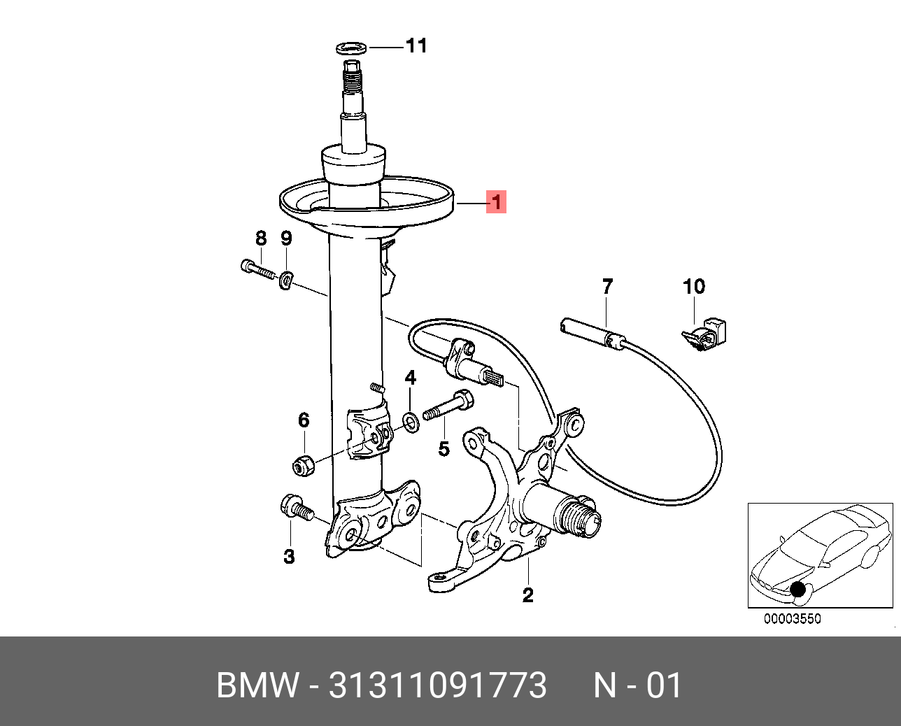 31311091773 BMW Амортизационная стойка Л Пд