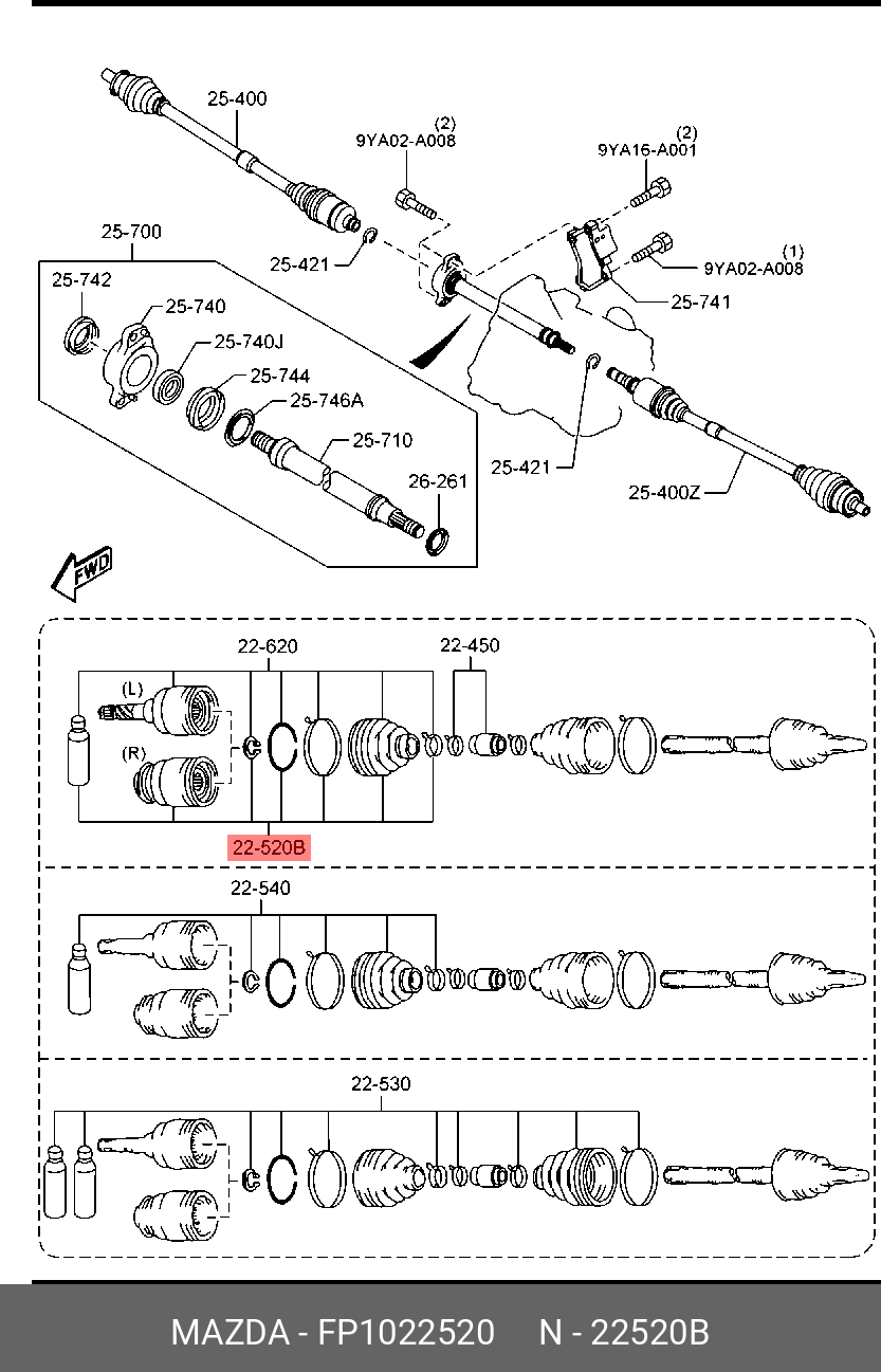 FP1022520 MAZDA JOINT SET, INNER