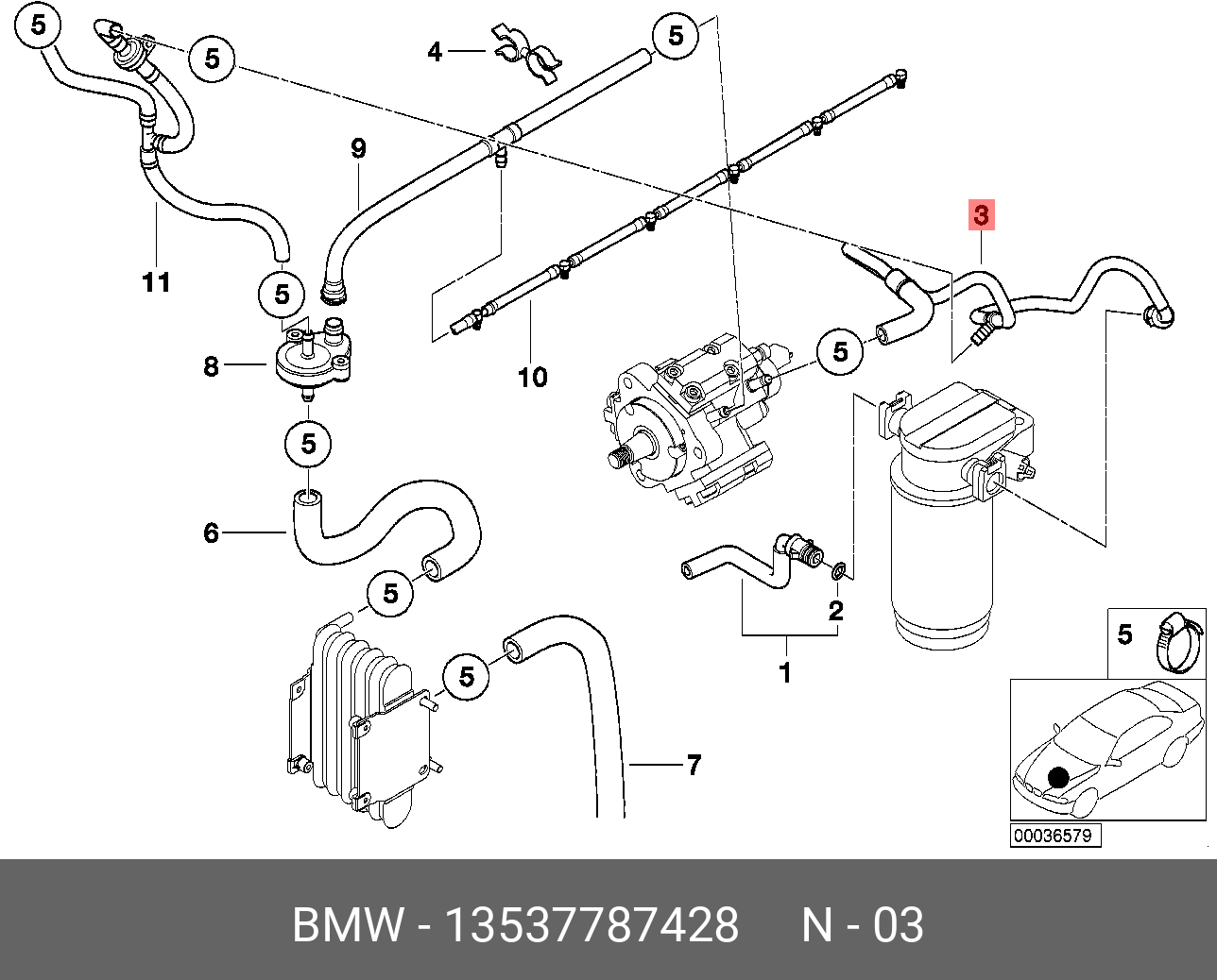 13537787428 BMW Трубопровод подвода топлива