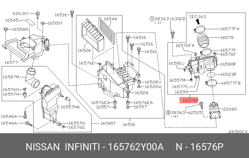 165762Y00A NISSAN ВОЗДУХОВОД