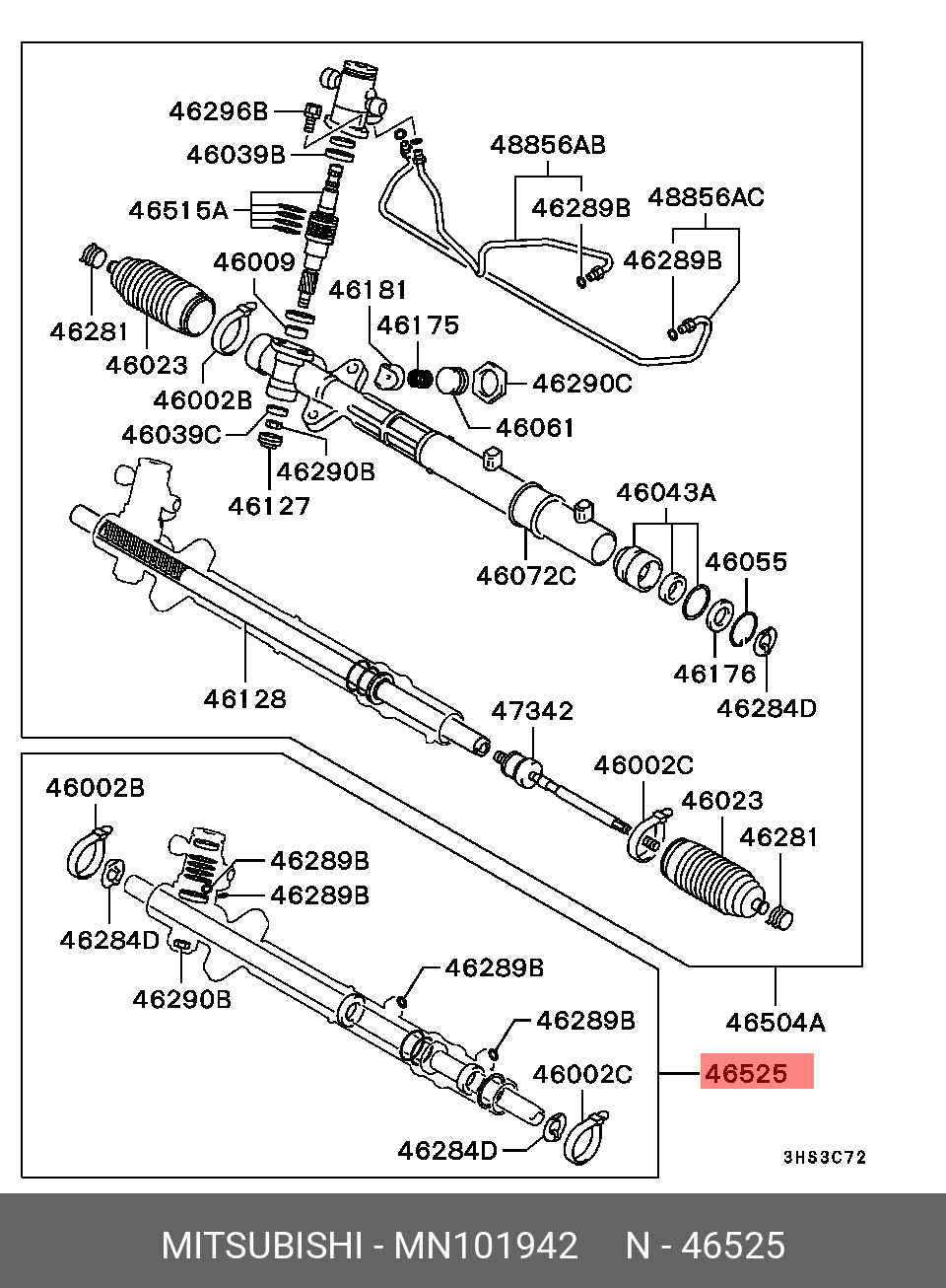MN101942 MITSUBISHI НАБОР САЛЬНИКОВ РУЛЕВОЙ РЕЙКИ