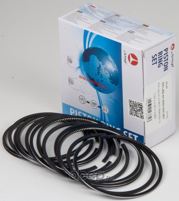 PRLAD442804040SET AMP Кольца поршневые AMP ВАЗ-21083, 82.40 (цельное м с кольцо), (комплект) PR-LAD-44-2804-040-SET