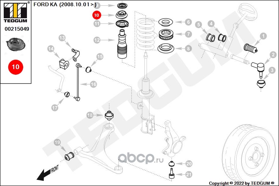 00215049 TEDGUM Опора амортизатора