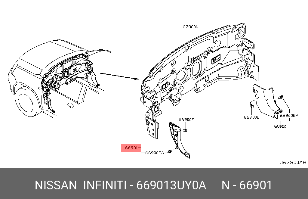 669013UY0A NISSAN ПЛАСТИКОВАЯ ПАНЕЛЬ П