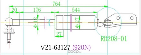 V2163127 JETT Амортизатор багажника JETT V21-63127