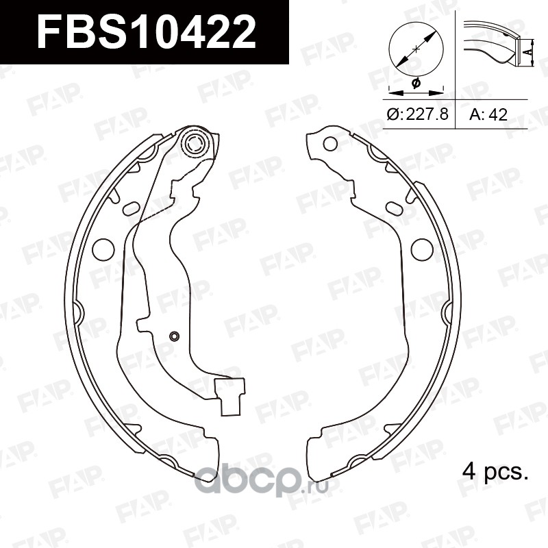Колодки тормозные барабанные FAP FBS10422