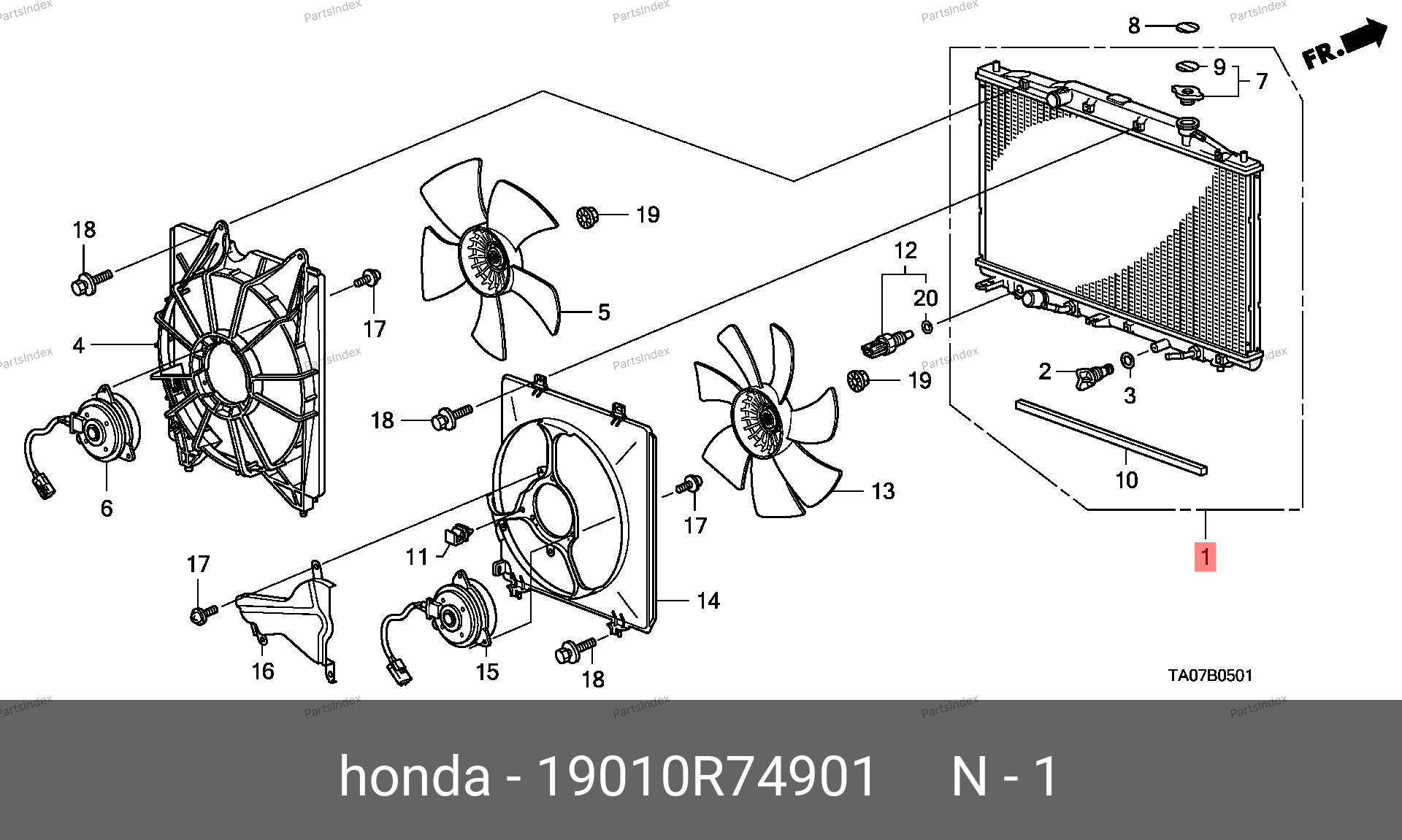 19010R74901 HONDA Радиатор охлаждения ДВС