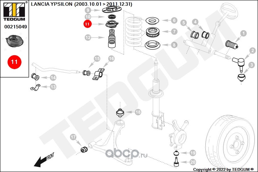 00215049 TEDGUM Опора амортизатора