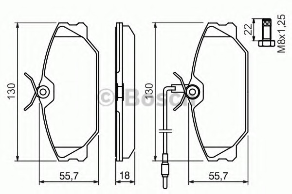 0986461765 BOSCH Комплект тормозных колодок, дисковый тормоз