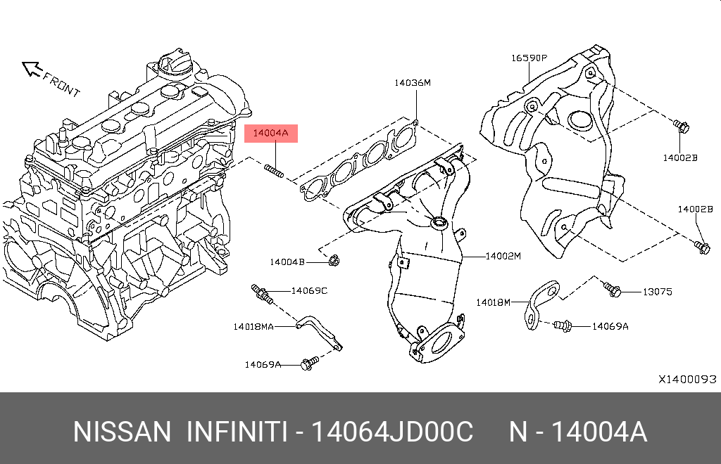 14064JD00C NISSAN Шпилька выпускного коллектора