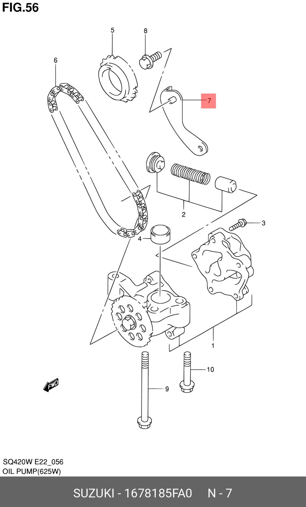 1678185FA0 SUZUKI Натяжитель цепи масляного насоса 16781-85FA0