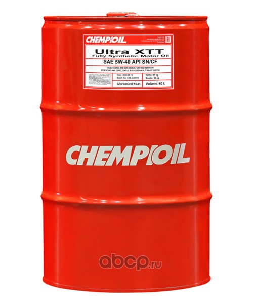 CH970160E CHEMPIOIL Масло моторное синтетика CHEMPIOIL Ultra XTT 5W-40 60 л.