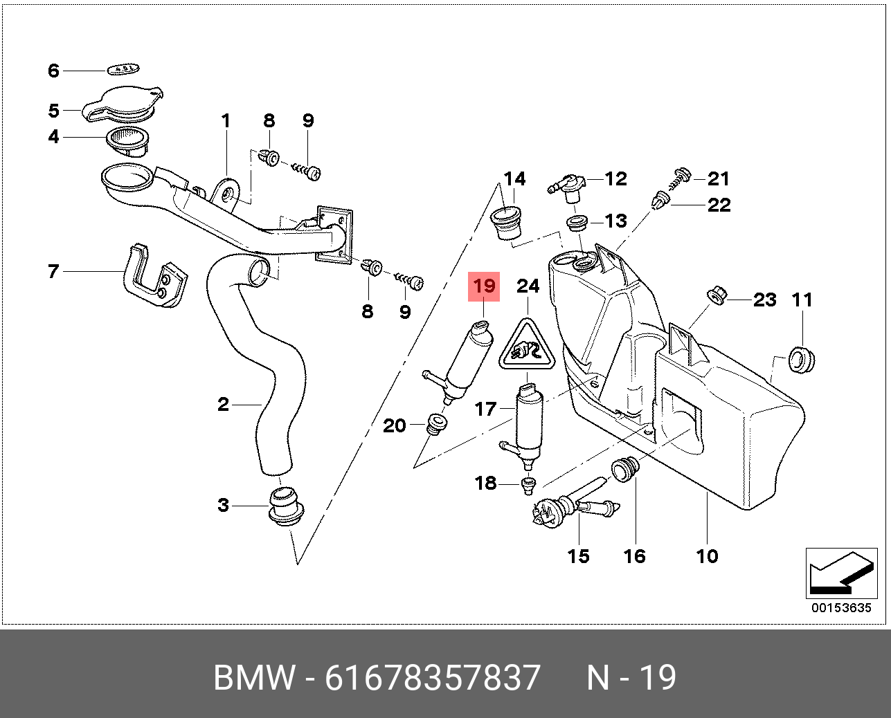 61678357837 BMW Насос системы омывателей фар,WASCHPUMPE SCHEINWERFERWASCHANLAGE,Water Pump, headlight cleaning