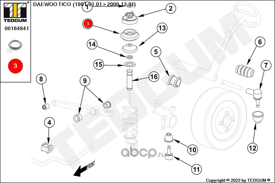 00164841 TEDGUM Опора амортизатора