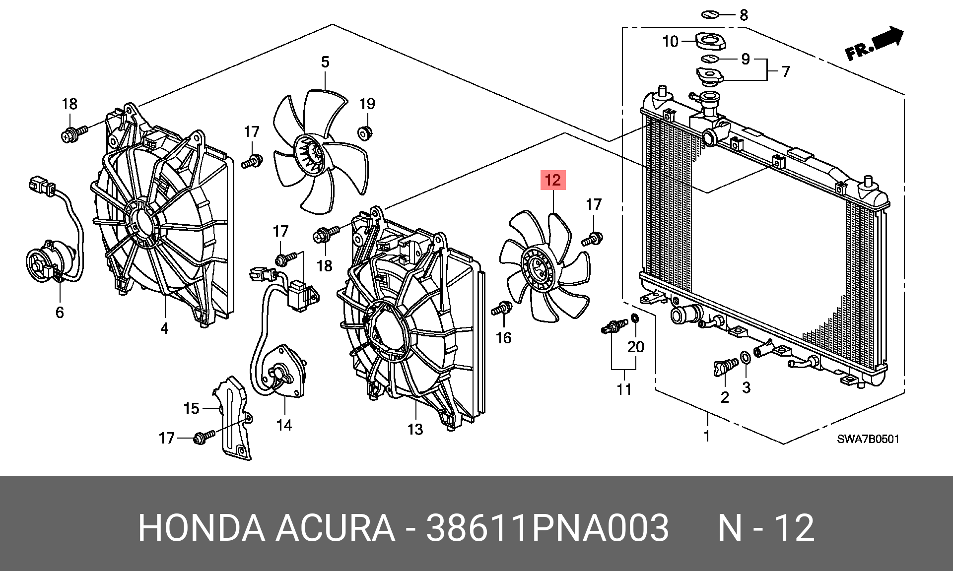 38611PNA003 HONDA КРЫЛЬЧАТКА ВЕНТИЛЯТОРА