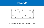 HL0799 HSB Накладка тормозной колодки HYUNDAI HD78 (шир.110мм,14 отверстий) (1шт.) HSB