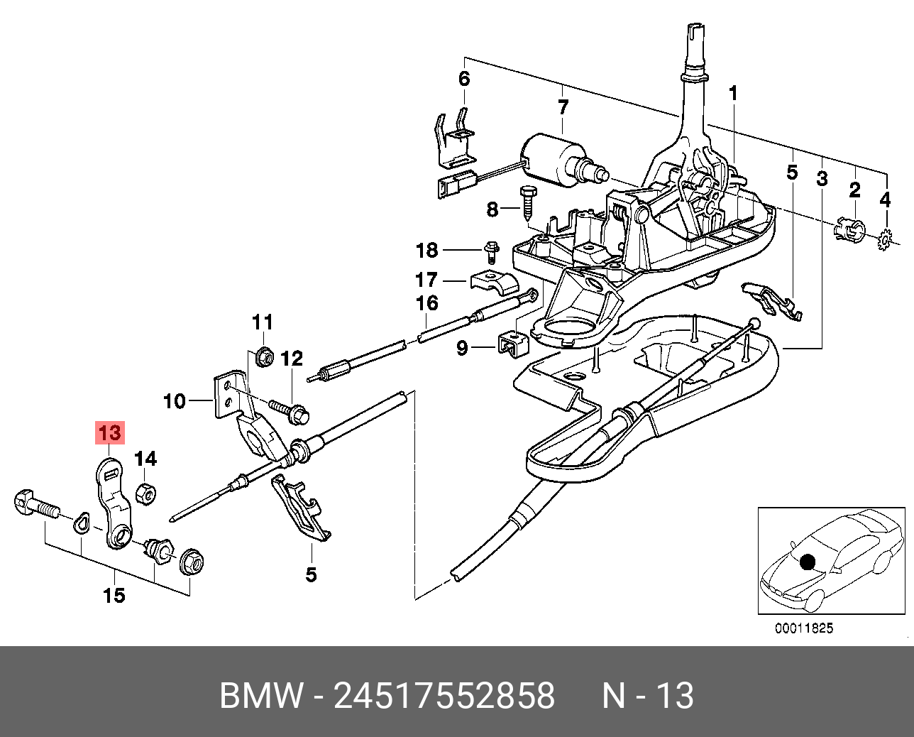 24517552858 BMW Рычаг управления КПП расцепл.,WÄHLHEBEL ENTKOPPELT