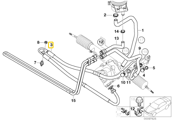 32411096344 BMW Гидравлический шланг, рулевое управление