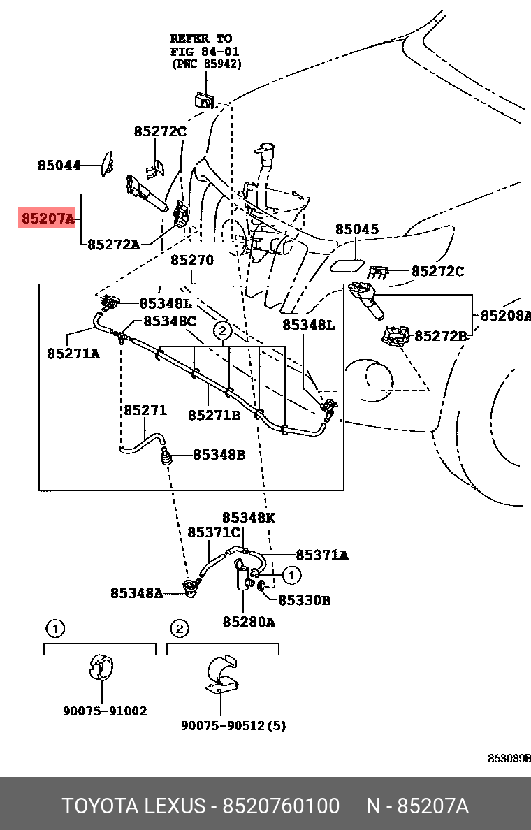 8520760100 TOYOTA ФОРСУНКА ОМЫВАТЕЛЯ